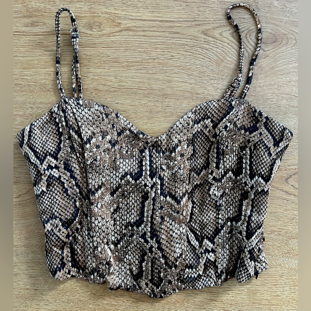 Brown Crocodile Print ZARA Crop Top